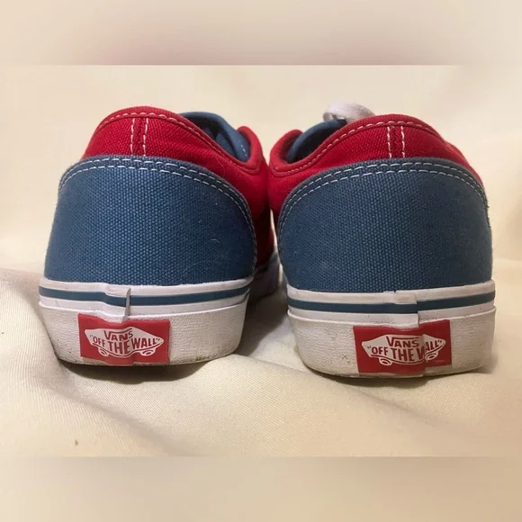 Vans Men's Atwood 2 Tone Red/Blue Low Top Skateboard Shoes Sneakers Size 8.5 - Picture 6 of 13